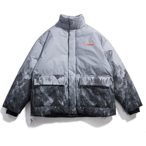 Fashion Snow Mountain Printed Cotton Clothing Men and Women Thick Cotton Clothing Men and Women Clothing Couples