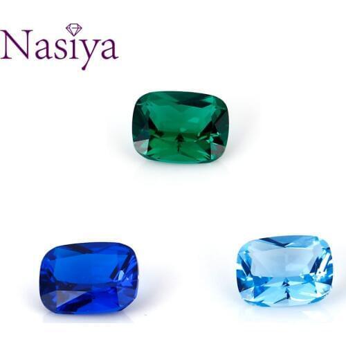 NASIYA 6*8mm-10PCS Loose Gemstones Created Nano Sapphire Emerald Sky Blue Topaz Pretty Colorful Gemstone For Jewelry DIY