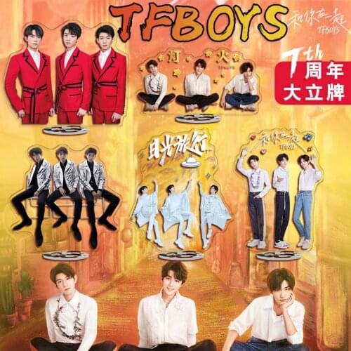Anime TFboys Acrylic Stand Model Plate Holder Desktop TF Boys Wang Junkai Action Figures Decoration Cosplay Toys Gift 16cm
