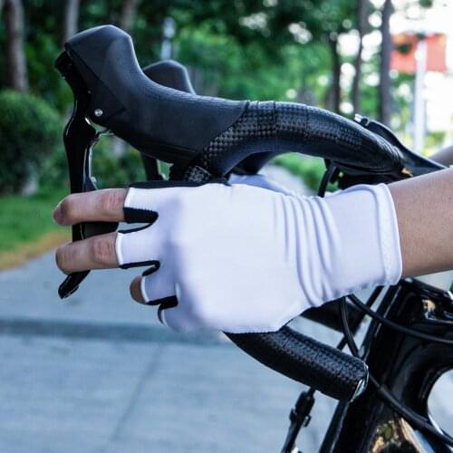 2021white New Cycling Gloves Summer Road Sports Breathable Half Finger Gloves Bicycle Anti-Slip Unisex MTB Bike Equipment Gloves