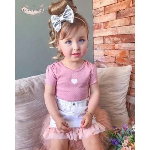 Baby Girl Clothes Two Piece Set 2021 Summer Dot Print Tops T-shirt Mesh Tutu Patchwork Mini Skirt Fashion Boutique Outfit