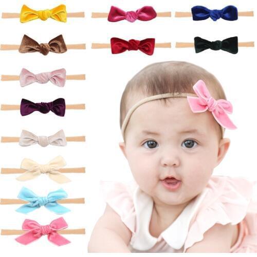 1 PCS Headwrap Baby Girl Headband Velvet Headwear Girls Bow Knot Hairband Head Band Infant Newborn Gift Hair Accessories Clothes