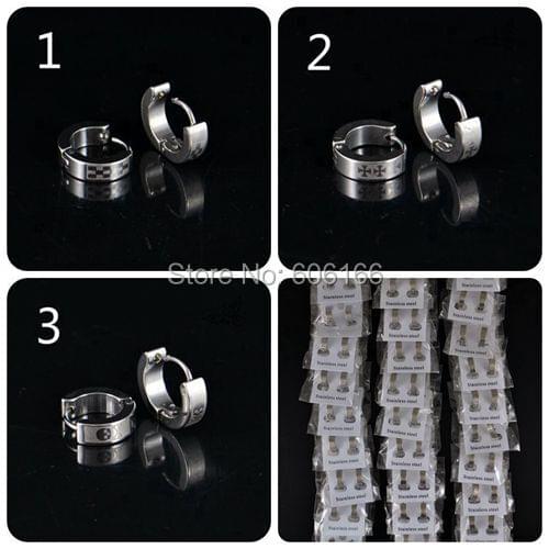 36 Pairs Silver Tone Stainless Steel Hoop Clip Earring Stud Earrings Hip Hop Men Women Fashion Jewelry Wholesale