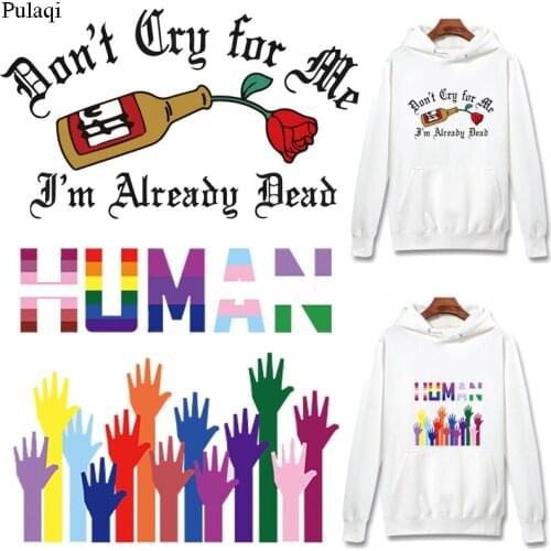 Pulaqi Fashion Graffiti Patch Iron on Transfer Rose Flowers Heat Transfer Vinyl Patches For Clothing Thermal Stickers On Clothes