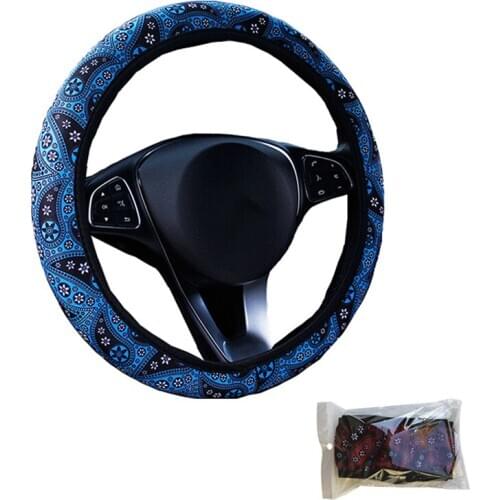 Bohemian Style Car Steering Wheel Cover Suitable for Most Steering Wheel 37-38 CM 14.5 "-15" M Size Braid on Hand Bar Protector
