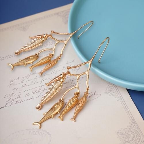 Charms earrings pendants Bohemia Marine Life Charms Pendant Drop Earring Cute Metal Fishes pendientes Multi Dangle earings