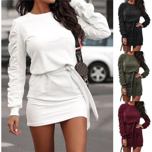 Yvlvol Women Bandage Dress White Sweater Dresses for Women Party Autumn Long Sleeve Sexy Club Dress
