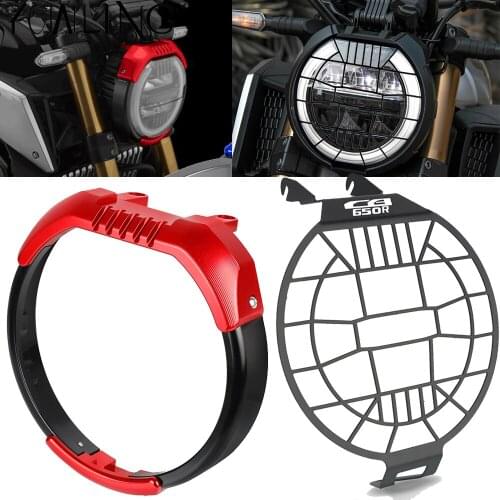 Motorcycle CNC Headlight Protector Grille Guard frame Cover Protection Mesh Grill Side Light Lamp Mount Cover FOR Honda CB650R