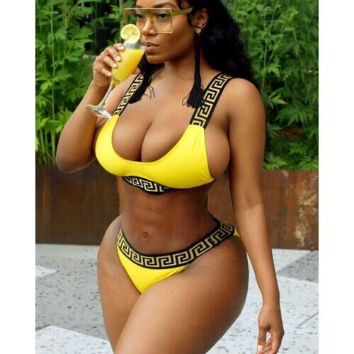 Beach Wear Hot Swimming Suit for Women String Bikini Sexy Swimsuit Women Push Up Bathing Suit Brazilian 2 Piece Bikini Yellow