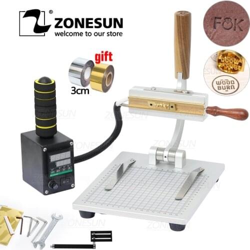 ZONESUN WT-90ZM Custom Logo Hot Stamping Machine Bronzing Heat Press Tool Paper Plastic Leather Stamp Alphabet Mold Embossing