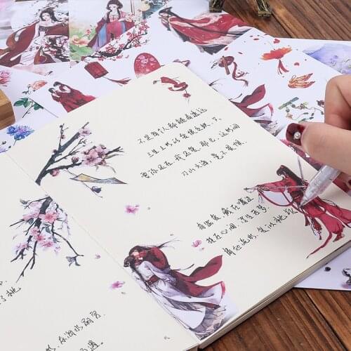 1pcs A5 aesthetic archaic account stickers hand-painted characters laptop diary stickers not cropped