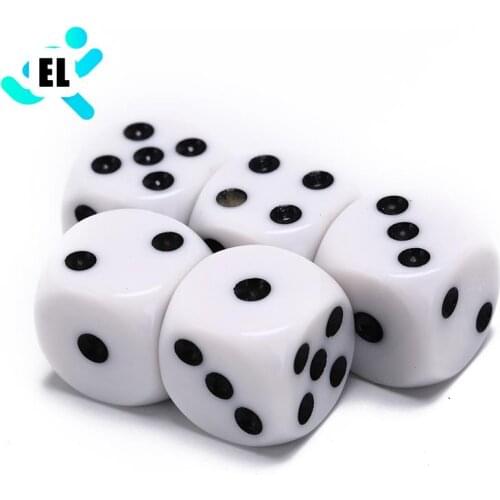 10mm/16mm Drinking Dice Acrylic White Round Corner Hexahedron Dice Club Party Table Playing Games RPG Dice Set 5Pcs/Lot