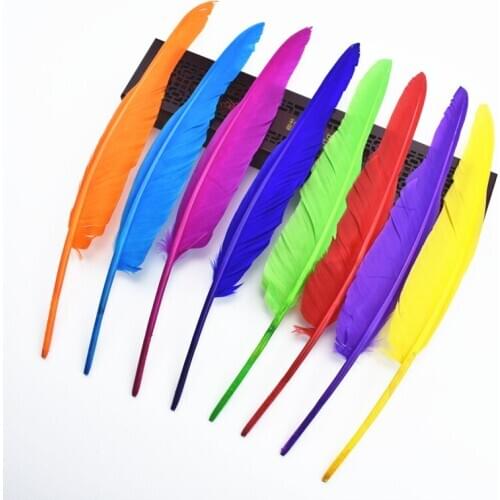 10Pcs/Lot Turkey Feathers Duck Pointer Wing Feathers for Crafts 30-35CM Black White Pheasant Feather Wedding Feathers Decoration