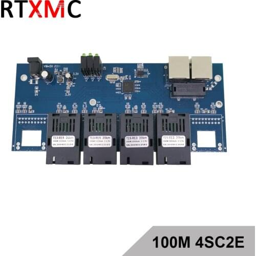 4SC2E 10/100M Fast Ethernet switch Converter 25KM Ethernet Fiber Optical Media Converter Single Mode 2*RJ45 and 6*SC fiber Port