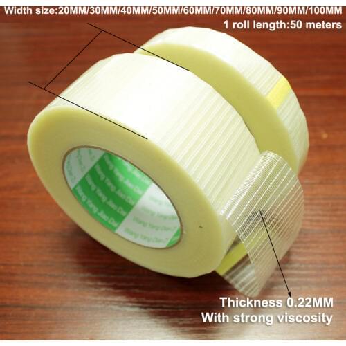 50m/roll Glass fiber tape transparent mesh fiber tape aircraft model fixed special strong single-sided strip tape