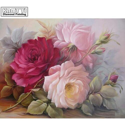 5D DIY Diamond painting Cross stitch Diamond embroidery Pictures rhinestones Home decoration Diamond mosaic"Peony 1"Wall decor