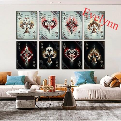 Abstract Retro Poster Playing Cards Ace Of Spades,Diamonds,Clubs,Hearts Hd Print Wall Art Canvas Painting Modular Pictures Decor