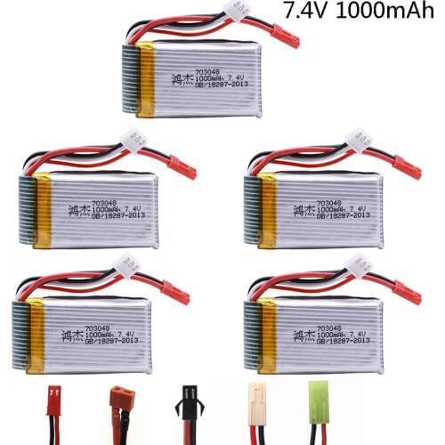 1/10PCS 7.4v 1000mah 703048 Lipo Battery For MJXRC X600 U829A U829X X600 F46 X601H JXD391 FT007 Lipo Battery 7.4 V RC toy parts