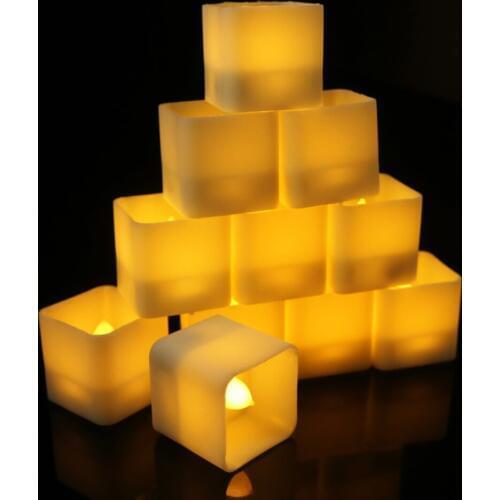 Baoblaze Cube Shaped Flameless Votive Candle Flickering Tea Light Battery Candle with On/Off Swtich for Wedding Decor