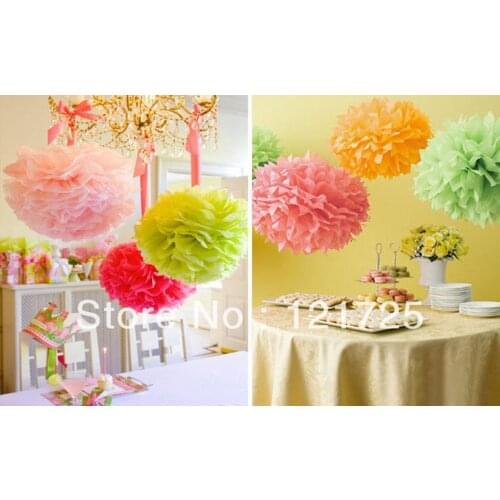 Free Shipping 10pcs 8"(20cm) Tissue Paper Pom Poms Party Wedding Shower Flower Balls Decoration