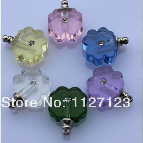 Free shipping!!!50pcs/lot New!mixed color Set auger clovers Crystal Perfume & Aroma Oil Vial Pendants