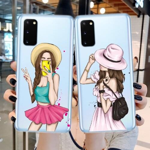 Phone Case For Samsung S8 S9 S10 S20 S21 Plus FE Ultra Transparent Fashion Woman Mom Soft TPU For Samsung Note 20 Ultra Cover