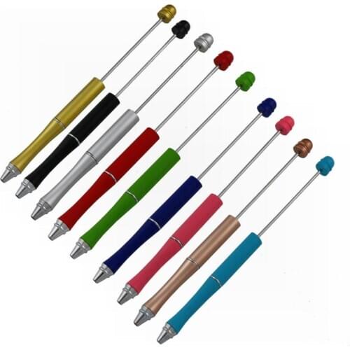 Cheap DIY Christmas Promotional Gifts Handmade Children Kids Toy Tools Blank add a beaded Beads Replaceable Ball Pen Beadable Pe