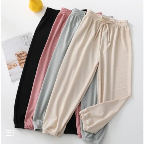 Childrens Ice Silk Mosquito Pants Summer Thin Girls' Wear, Big Kids Korean Style Loose Casual Long Pants Summer Clothes