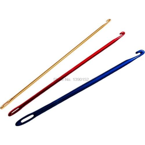 DHL 50set 3pc/set Aluminium Crochet Hook Size 2.75/4/6mm Knit Tool With An Eye Knitting Sewing Needles Crochet Shoe Sewing