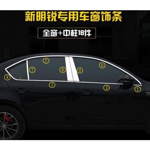 For Skoda Octavia A7 2015-2017 window trim cover Exterior Chromium Styling Stainless steel car-styling decoration accessory