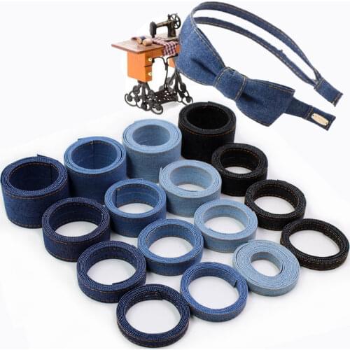 Multiple size Denim fabric Decoration Gift Wrapping Printed Grosgrain Ribbon DIY Handmade Headwear Accessories