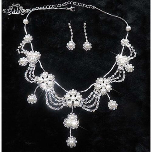 Simulated Pearl Bridal Jewelry Sets 2018 New Wedding Jewelry Earrings Necklace Sets for Women Bridesmaid Prom Gift