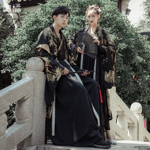 Men and Women Hanfu Dress Chinese Halloween Costumes for Couple Adults Traditional Tang Suit Dynasty Stage Performance Wear