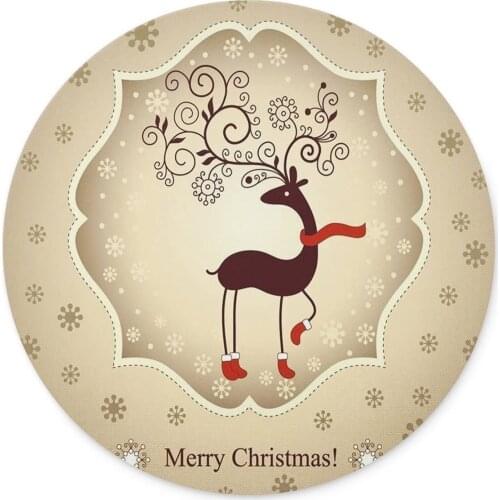 Christmas Snow and elk Round Mouse pad-Non-Slip Rubber Round Mousepad-Applies to Games，Home, School,Office Mouse pad