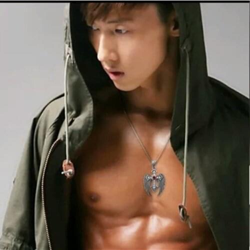 New Angel Wing Pendant for Man s925 Silver Man and Woman Couple Pendant Stylish and Generous Cross Zircon Sweater Pendant