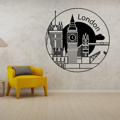 Minimalist London Clock Tower Cityscape Wall Art Decal Geography Home Room Decoration Removable A002211