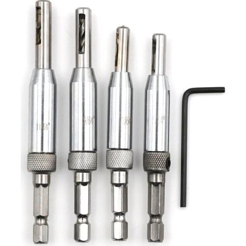 4Pcs 5/64" 7/64" 9/64" 11/64" HSS Self Centering Hinge Drill Bits Set Door Cabinet