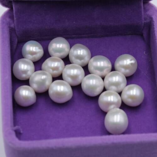 Wholesale 9-10mm Big Size White Color Real Natural Freshwater Loose Pearls Round Shape No Hole, 10pcs/lot