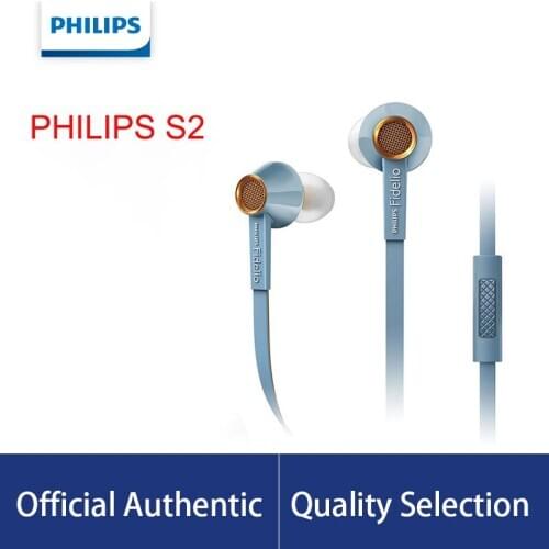 PHILIPS S2 Original HIFI Headsets High Resolution Fever Phone Call Wire Control with Wheat In-ear Earphone Support Official Test