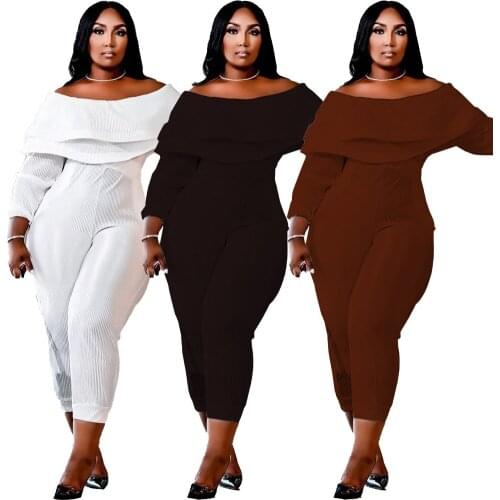 Autumn Knitted Long Jumpsuit Cape Collar Long Sleeve Sexy Bodycon Rompers Solid Color Fashion Streetwear Overalls 2021 Clothes