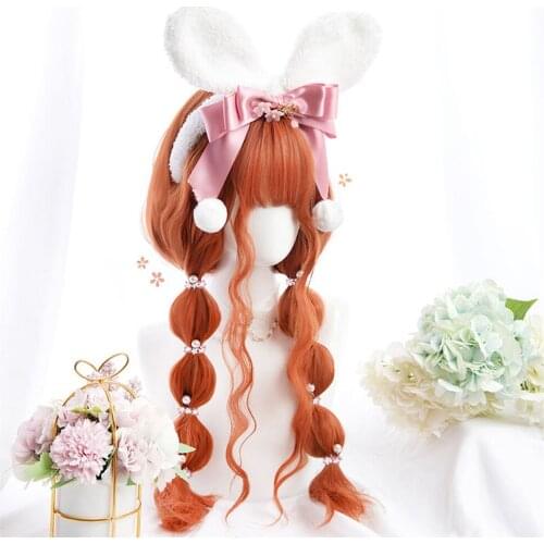 Red Black Blonde White Synthetic Lolita Wigs For Women Long Straight Wig With Bangs Genshin Impact Cosplay Wig Halloween