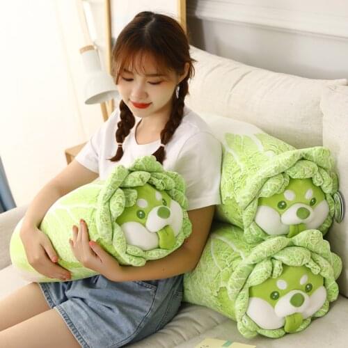 40-90cm Cute Vegetable Dog Plush Toy Japanese Cabbage Dog Stuffed Animals Dog Soft Doll Shiba Inu Pillow Baby Kids Toys Gift