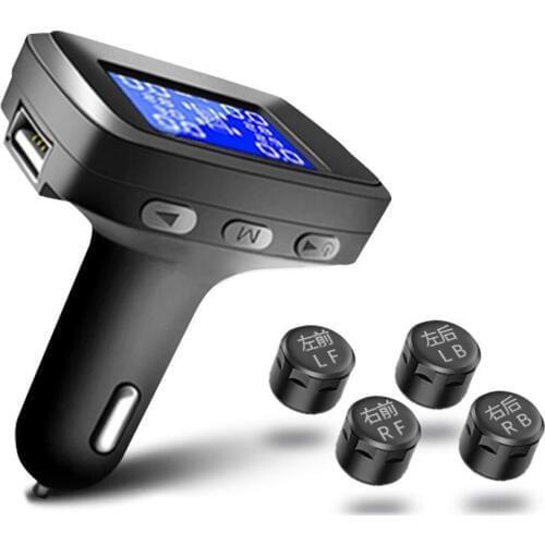 Smart Car TPMS Tire Pressure Monitoring System cigarettes lighter Digital LCD Display Auto Security Alarm Systems Tyre Pressure