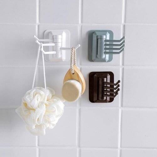 Rotating Hook Strong Adhesive Bathroom Towel Hanger Wall No installation Required Plastic Wall Hook