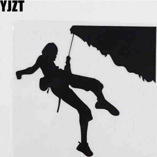YJZT 13.2CMX12.8CM Fun Rock Climber Climbing Silhouette Vinyl Car Sticker Black/Silver 8A-0297
