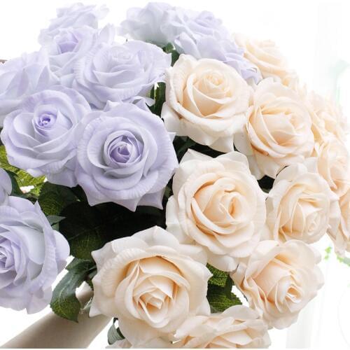 YO CHO 11PCS Real Touch Rose Artificial Flower PU White Peony Pink Wedding Flower Party Decor for Home Decoration Fake Flowers