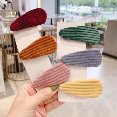 Fashion Candy Color Cloth Hair Clips For Women Girls Water Drop Shape Hair Pins Hairgrips Geometric Hair Accessories