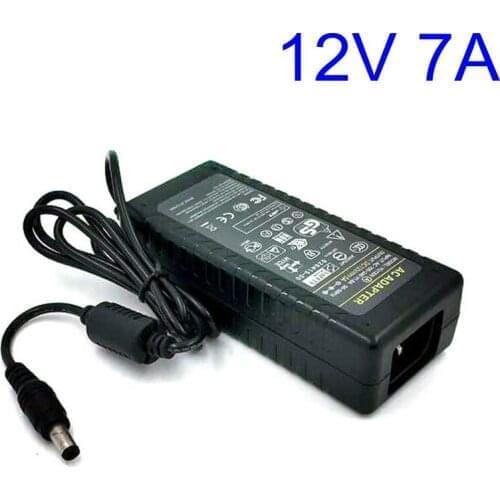 12V7A AC DC Adapter Charger For 5050 3528 LED Light LCD Monitor CCTV 12V 7A 84W Switch Power Supply DC 5.5*2.5/2.1mm
