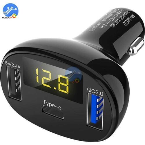 5V 2.4A Dual USB Type C Port Charger Adapter QC3.0 Quick Charge LED Digital Display with Voltmeter For Universal Mobile Phone
