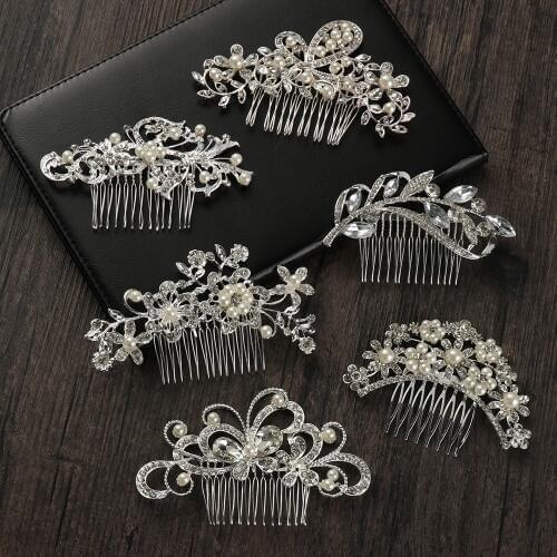 Bridesmaid Bridal Hair Comb Women Crystal Hair Ornaments Clip Leaf Pearl Hairpins Headpiece Wedding Jewelry New Hair Accessories